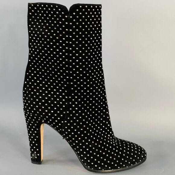 JIMMY CHOO Size 8 Black Studded Suede Pull On Boots - Picture 2 of 8